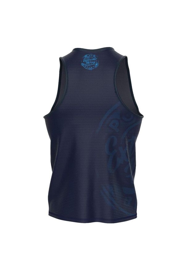 Koszulka sportowa bez rękawów męska Tank top EXTREME HOBBY BADGE. Kolor: niebieski. Materiał: poliester, elastan. Długość rękawa: bez rękawów. Styl: sportowy