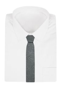 Krawat Męski - Angelo di Monti - Stalowy ze Wzorem Paisley. Kolor: szary. Materiał: tkanina. Wzór: paisley. Styl: elegancki, wizytowy #2