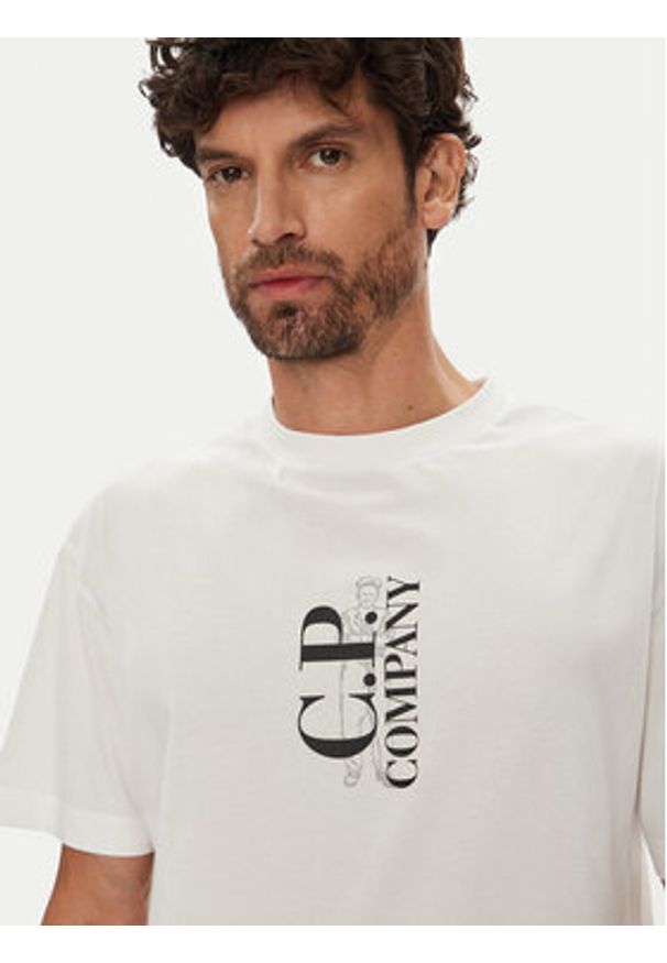 C.P. Company T-Shirt 19CMTS092A005100W Écru Regular Fit. Materiał: bawełna