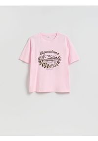 Reserved - T-shirt z nadrukiem - pastelowy róż. Kolor: różowy. Materiał: bawełna. Wzór: nadruk