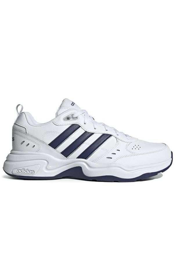 Adidas - Buty męskie adidas Strutter EG2654 - białe. Zapięcie: pasek. Kolor: biały. Materiał: skóra, guma. Szerokość cholewki: normalna. Wzór: aplikacja