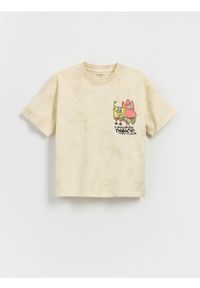 Reserved - T-shirt SpongeBob - złamana biel. Materiał: dzianina, bawełna #1