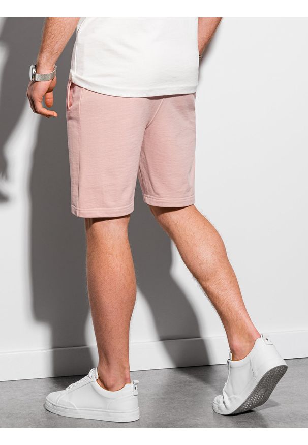 Ombre Clothing - Krótkie spodenki męskie dresowe W291 - różowe - XXL. Kolor: różowy. Materiał: dresówka. Długość: krótkie. Styl: klasyczny