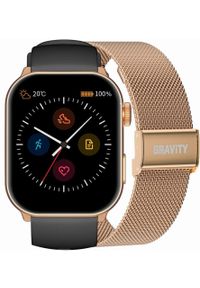 Gravity - Smartwatch Damski GRAVITY GT28-5 Pasek + Bransoleta Różowe złoto Czarny. Rodzaj zegarka: smartwatch. Kolor: czarny, złoty, różowy, wielokolorowy
