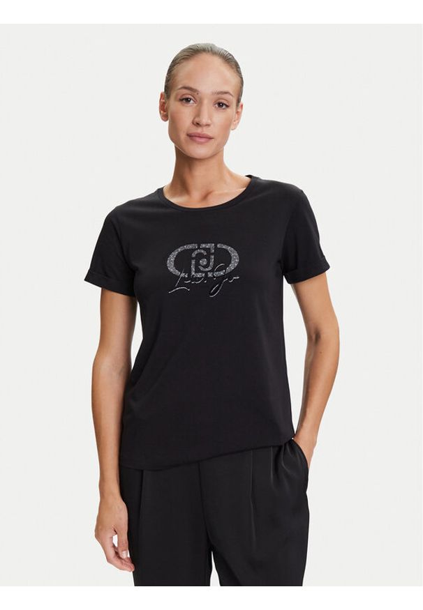 Liu Jo Sport T-Shirt TF5163 JS923 Czarny Regular Fit. Kolor: czarny. Materiał: bawełna. Styl: sportowy