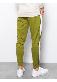 Ombre Clothing - Spodnie męskie dresowe joggery P951 - oliwkowe - XXL. Kolor: oliwkowy. Materiał: dresówka #8