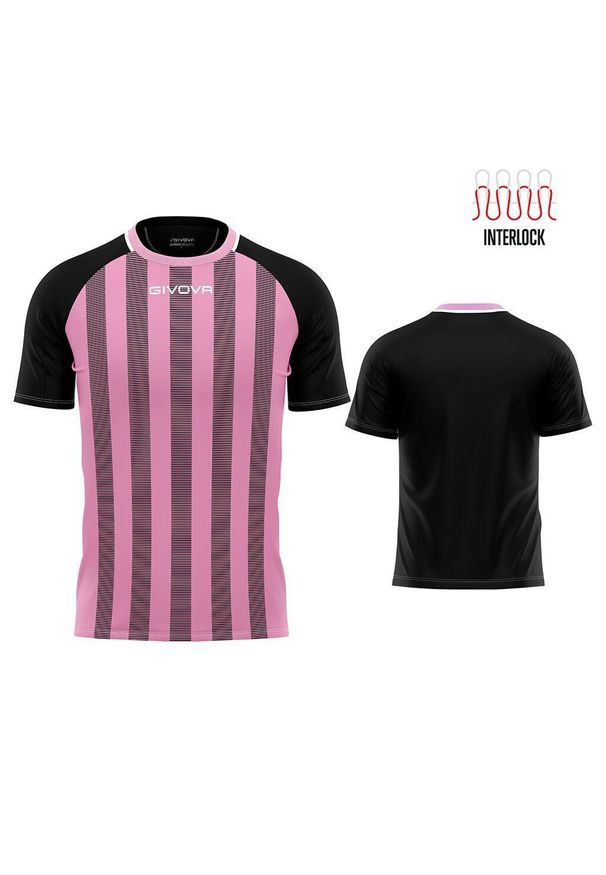 T-shirt w Rugby Givova Różowy i Czarny - Komfort i Trwałość. Kolor: czarny. Materiał: poliester. Sport: piłka nożna, fitness, kolarstwo
