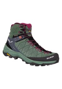 Buty trekkingowe damskie Salewa WS Alp Trainer 2 Mid Gtx. Wysokość cholewki: za kostkę. Zapięcie: sznurówki. Kolor: czarny, wielokolorowy. Materiał: guma, syntetyk, materiał. Szerokość cholewki: normalna