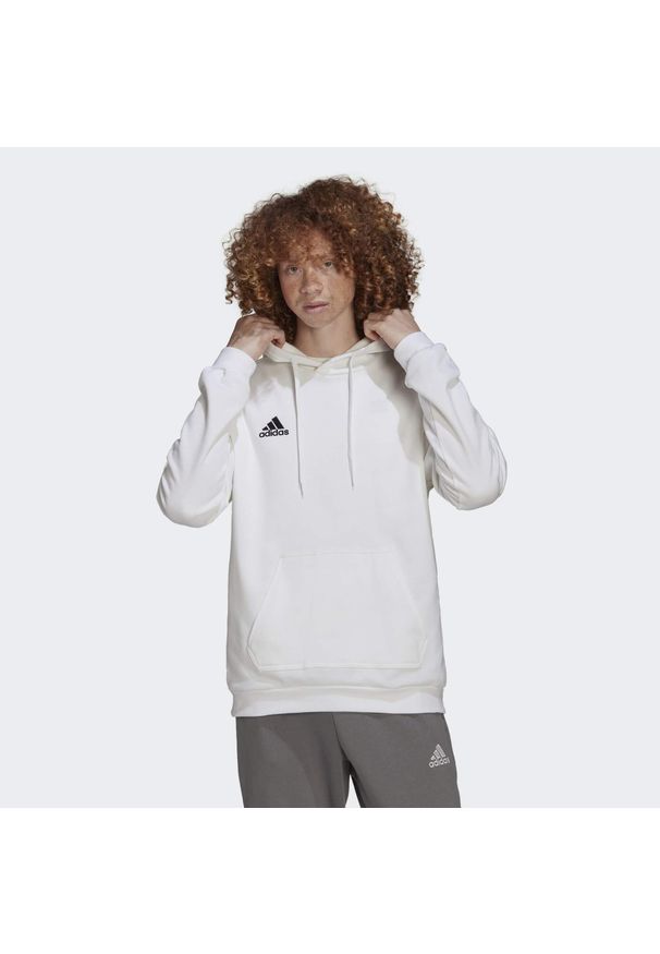 Bluza do piłki nożnej męska Adidas Entrada 22. Typ kołnierza: kaptur. Kolor: czarny, wielokolorowy, biały. Materiał: poliester, bawełna. Sport: piłka nożna