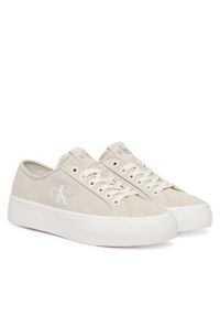 Calvin Klein Sneakersy Vulc Flatf Laceup Suede HW0HW03088 Beżowy. Kolor: beżowy. Materiał: zamsz, skóra #3