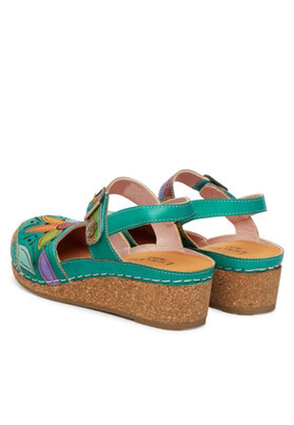 Laura Vita Sandały Facscineo 02 Zielony. Kolor: zielony. Materiał: skóra