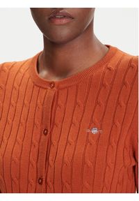 GANT - Gant Kardigan 4800103 Brązowy Slim Fit. Kolor: brązowy. Materiał: bawełna #4