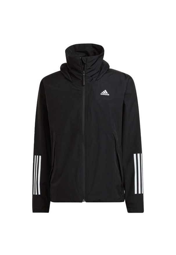 Adidas - BSC 3-Stripes RAIN.RDY Jacket. Kolor: czarny. Materiał: materiał