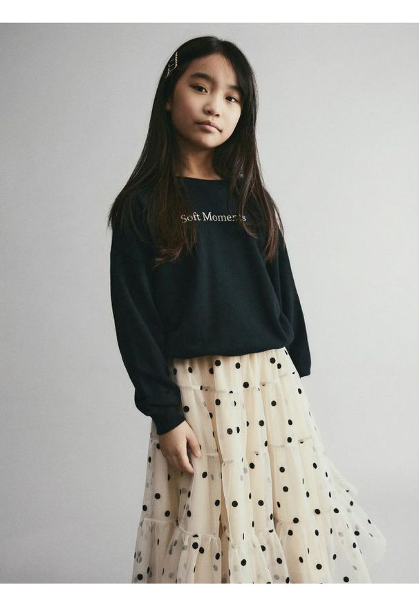 Reserved - Bluza z nadrukiem - czarny. Kolor: czarny. Materiał: dzianina, bawełna. Wzór: nadruk