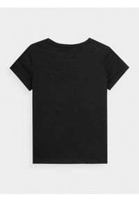 4F JUNIOR - T-shirt gładki dziewczęcy. Kolor: czarny. Materiał: bawełna. Wzór: gładki