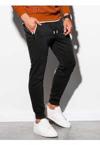 Ombre Clothing - Spodnie męskie dresowe joggery P903 - czarne - S. Kolor: czarny. Materiał: dresówka #2