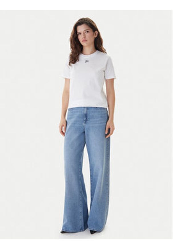 Karl Lagerfeld - KARL LAGERFELD T-Shirt B1W17091 Biały Regular Fit. Typ kołnierza: dekolt w karo. Kolor: biały. Materiał: bawełna