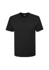 Koszulka Męska (T-Shirt) - Pako Jeans - Czarna, Dekolt U-Neck (Okrągły). Okazja: na co dzień. Kolor: czarny. Materiał: bawełna. Styl: casual