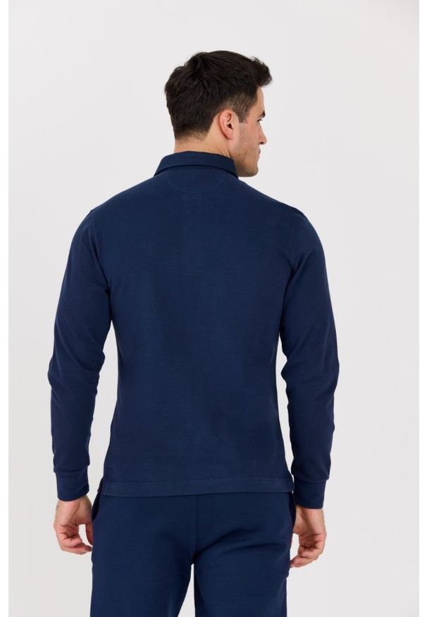 La Martina - LA MARTINA Granatowy męski longsleeve polo HEAVY JERSEY. Typ kołnierza: polo. Kolor: czarny. Materiał: jersey. Długość rękawa: długi rękaw