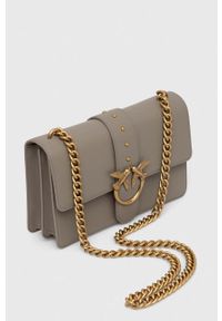 Pinko torebka skórzana kolor szary. Kolor: szary. Materiał: skórzane #4