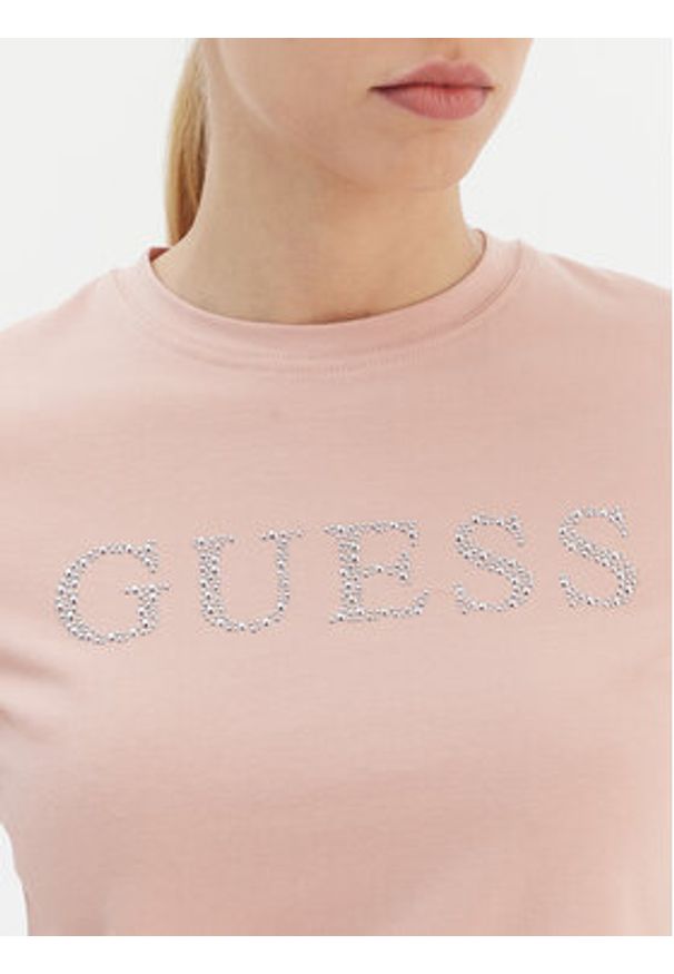Guess T-Shirt V6RI20 J1314 Różowy Regular Fit. Kolor: różowy. Materiał: bawełna