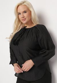 Born2be - Czarna Koszula Wiskozowa z Guzikami Ozdobnymi i Troczkami Aulina. Okazja: na spotkanie biznesowe, do pracy. Kolor: czarny. Materiał: wiskoza. Styl: biznesowy, elegancki #4