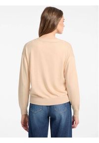 Guess Jeans Sweter 168521 Beżowy Classic Fit. Kolor: beżowy. Materiał: syntetyk #4