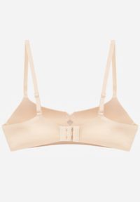 Renee - Beżowy Biustonosz o Gładkim Wykończeniu z Imitacją Wiązania Azisene. Kolor: beżowy. Materiał: koronka. Wzór: gładki #3