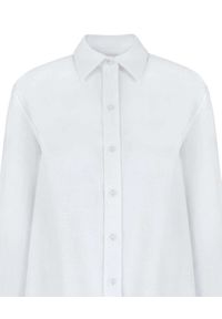 DOLLINA - Lniana biała koszula. Kolor: biały. Materiał: len. Styl: klasyczny
