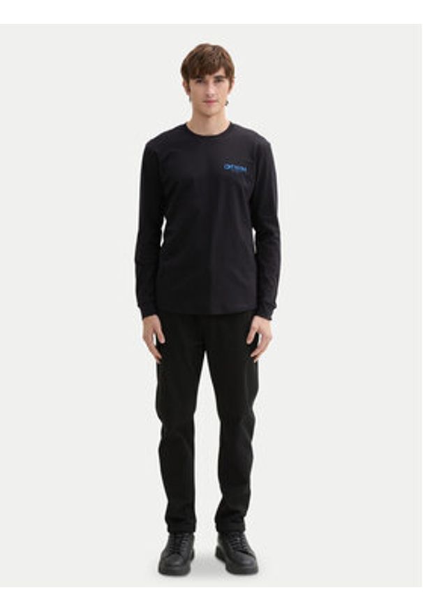 Tom Tailor Denim Longsleeve 1043909 Czarny Regular Fit. Kolor: czarny. Materiał: bawełna. Długość rękawa: długi rękaw