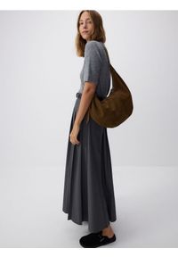 Reserved - Torebka hobo z naturalnego zamszu - brązowy. Kolor: brązowy. Materiał: zamszowe
