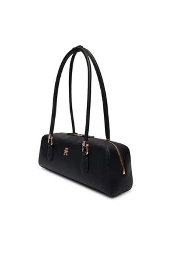 TOMMY HILFIGER - Tommy Hilfiger Torebka Th Grace Shoulder Bag AW0AW18748 Czarny. Kolor: czarny. Materiał: skórzane