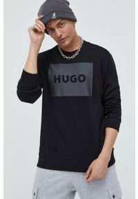 Hugo bluza bawełniana 50467944 męska kolor czarny z nadrukiem. Kolor: czarny. Materiał: bawełna. Wzór: nadruk