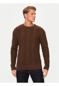 Jack & Jones - Jack&Jones Sweter 12261436 Brązowy Regular Fit. Kolor: brązowy. Materiał: bawełna