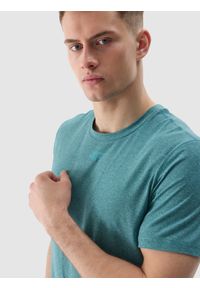 4f - 4F Koszulka treningowa regular szybkoschnąca męska - turkusowa 3XL. Kolor: turkusowy. Materiał: dzianina, elastan, włókno, syntetyk, materiał, jersey. Długość rękawa: krótki rękaw. Długość: krótkie. Wzór: gładki, jednolity, ze splotem. Sport: fitness #2