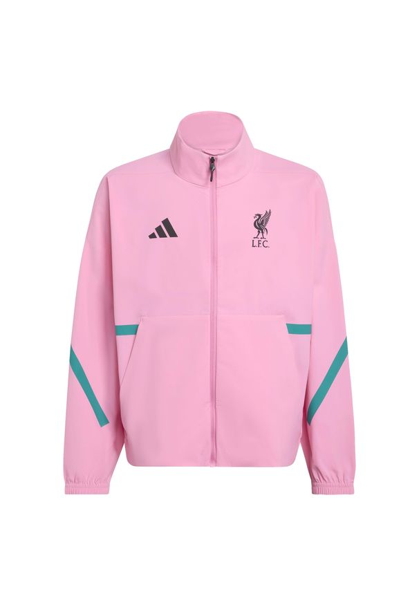 Adidas - Kurtka dresowa dziecięca Liverpool FC Z.N.E Anthem 2025/26. Kolor: różowy. Materiał: dresówka. Sport: piłka nożna