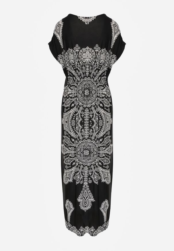 Renee - Czarna Sukienka Maxi w Etniczny Wzór Josanie. Kolor: czarny. Styl: boho, wakacyjny. Długość: maxi
