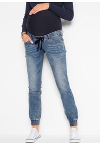 bonprix - Dżinsy ciążowe jogger, z bawełny organicznej. Kolekcja: moda ciążowa. Kolor: niebieski #1