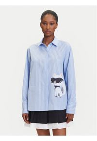 Karl Lagerfeld - KARL LAGERFELD Koszula A3W11029 Niebieski Regular Fit. Typ kołnierza: dekolt w karo. Kolor: niebieski. Materiał: bawełna #1