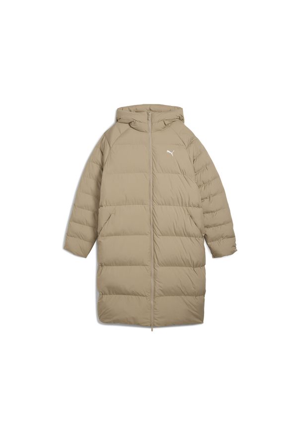 Puma - Damska parka z kapturem Mono PUMA. Typ kołnierza: kaptur. Kolor: beżowy. Sport: bieganie