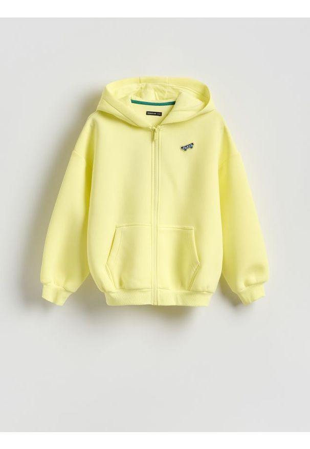 Reserved - Bluza z kapturem - jasnożółty. Typ kołnierza: kaptur. Kolor: żółty. Materiał: dzianina, bawełna