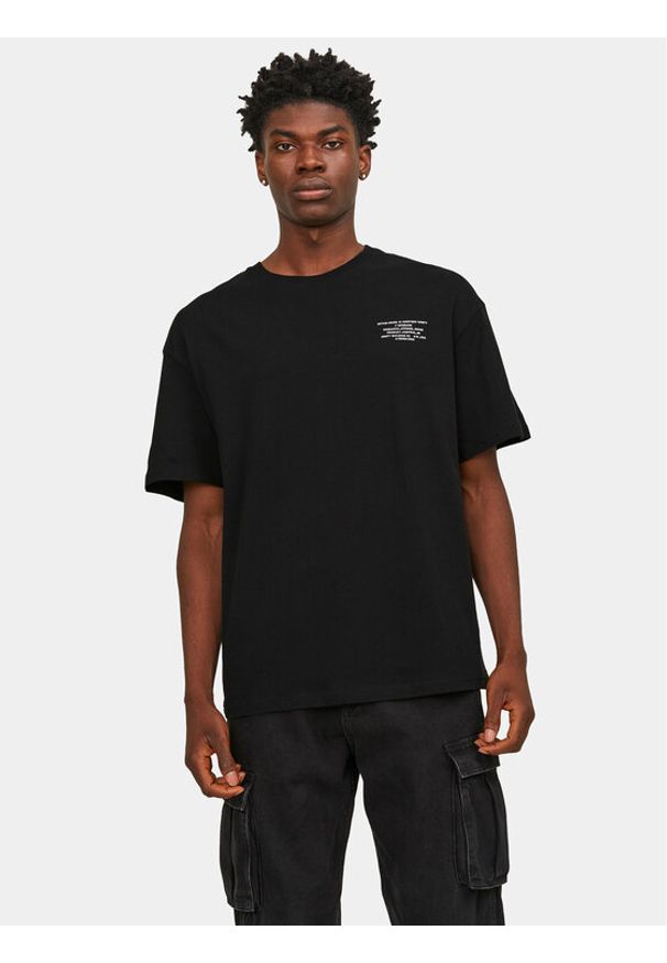 Jack & Jones - Jack&Jones T-Shirt Riley 12250651 Czarny Regular Fit. Kolor: czarny. Materiał: bawełna