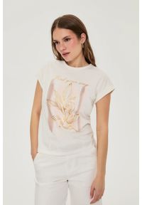 MOODO - Bluzka z nadrukiem biała. Kolor: biały. Materiał: bawełna. Wzór: nadruk #1