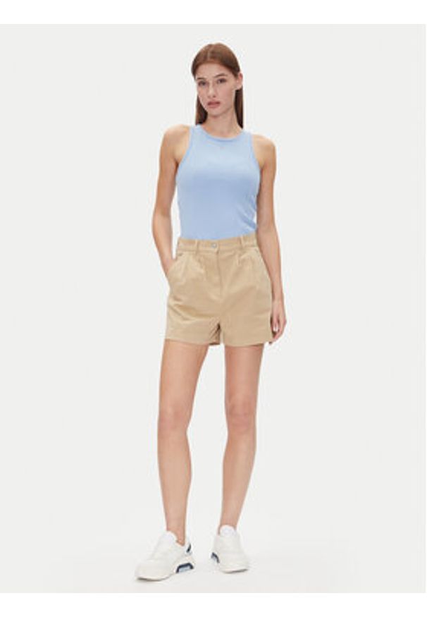 Tommy Jeans Szorty materiałowe Claire DW0DW21643 Beżowy Regular Fit. Kolor: beżowy. Materiał: bawełna