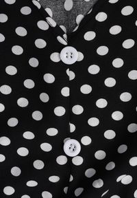 Renee - Czarno-Biała Sukienka z Bawełny o Rozkloszowanym Kroju z Gumką w Talii Emilla. Okazja: na co dzień, do pracy, na spotkanie biznesowe. Kolor: czarny. Materiał: bawełna. Długość rękawa: krótki rękaw. Typ sukienki: rozkloszowane. Styl: casual, biznesowy, elegancki #4