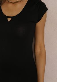 Renee - Czarna Sukienka Fiorenza. Kolor: czarny. Materiał: dzianina. Długość rękawa: krótki rękaw. Wzór: gładki. Długość: maxi #3