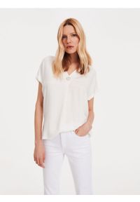 Reserved - Bluzka z wiskozy - biały. Kolor: biały. Materiał: wiskoza #1
