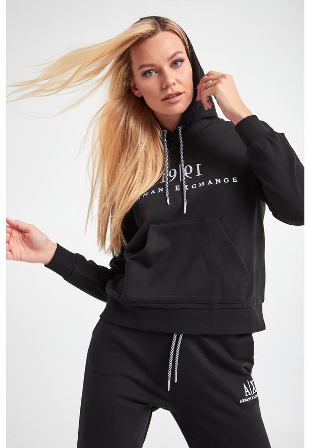 Armani Exchange - BLUZA ARMANI EXCHANGE. Typ kołnierza: kaptur. Wzór: haft, napisy