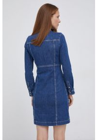 Pepe Jeans Sukienka jeansowa mini dopasowana. Kolor: niebieski. Materiał: tkanina. Długość rękawa: długi rękaw. Wzór: gładki. Typ sukienki: dopasowane. Długość: mini #4