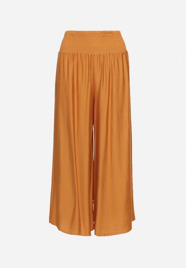 Born2be - Pomarańczowe Wiskozowe Szerokie Spodnie z Wysokim Stanem Orrilia. Okazja: na co dzień. Stan: podwyższony. Kolor: pomarańczowy. Materiał: wiskoza. Styl: elegancki, casual, klasyczny